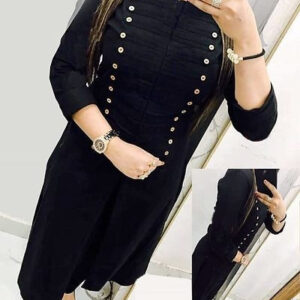 Slub Cotton Wood Button Selfie Kurtis - GRE