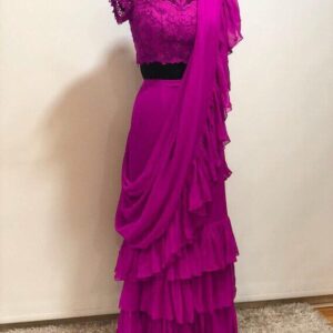 Georgette Ruffle Saree
