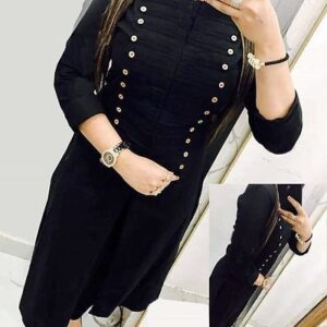 Slub Cotton Wood Button Selfie Kurtis – GRE