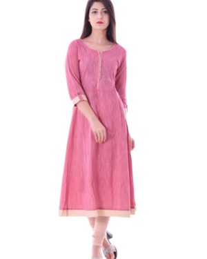 Women's Solid Cotton Anarkali Kurti  - sozo