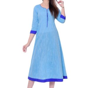 Women's Solid Cotton Anarkali Kurti  - sozo