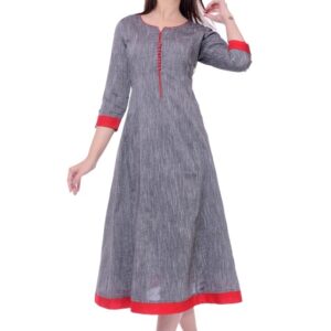 Women's Solid Cotton Anarkali Kurti  - sozo