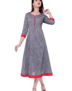 Women's Solid Cotton Anarkali Kurti  - sozo