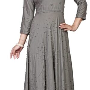 Partywear Rayon Pearl work Long Anarkali Kurti  - sozo