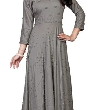 Partywear Rayon Pearl work Long Anarkali Kurti  - sozo