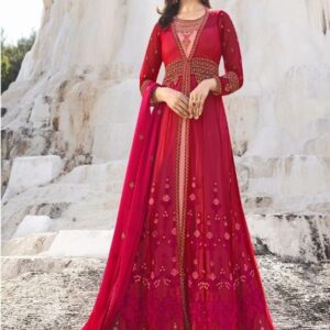 Beautiful Soft Net & Santoon Embroidered Semi-Stitched Salwar Suit - sozo