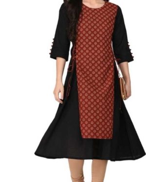 Fancy Cotton A-line Printed Kurti  - sozo