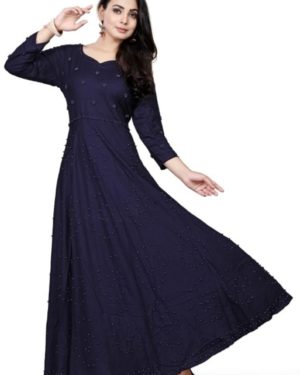 Partywear Rayon Pearl work Long Anarkali Kurti  - sozo
