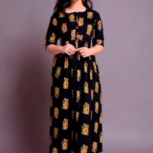 Elegant Long Rayon A-line Printed Kurti  - sozo