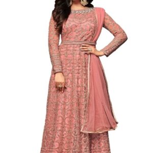 Beautiful Soft Net & Santoon Embroidered Semi-Stitched Salwar Suit - sozo