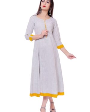 Women's Solid Cotton Anarkali Kurti  - sozo