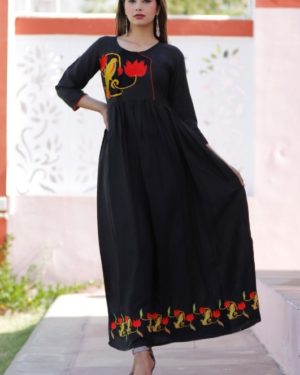 Unique Rayon Printed A-line Kurti  - sozo
