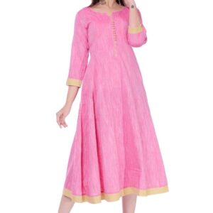 Women's Solid Cotton Anarkali Kurti  - sozo