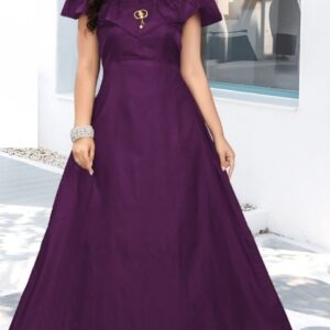 Gorgeous Taffeta Silk Solid Anarkali Long Kurti  - sozo