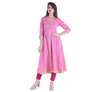 Women's Solid Cotton Anarkali Kurti  - sozo