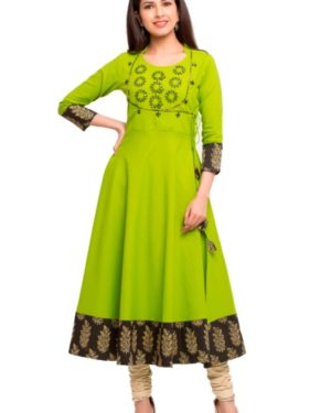 Elegant Cotton Slub Embroidered Kurti  - sozo