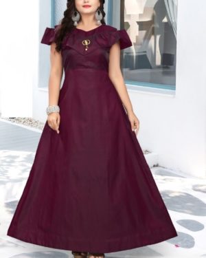 Gorgeous Taffeta Silk Solid Anarkali Long Kurti	  - sozo