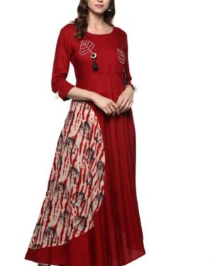 Fancy Reyon A-line Floral Printed Kurti  - sozo