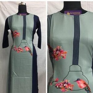 American Crepe Straight Kurti-GRE