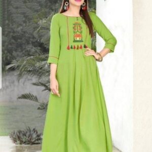 Rayon Embroidered Long Kurti-GRE