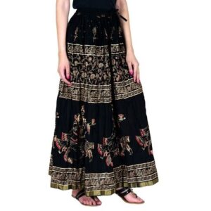 Ladies Jaipuri Printed Multiple Long Skirts -EME