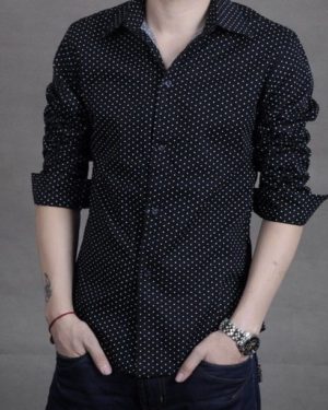 Cotton Blend Printed Slim Fit Shirt  - sozo