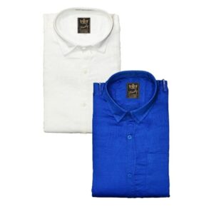 Cotton Blend Solid Slim Fit Shirt Pack Of 2  - sozo