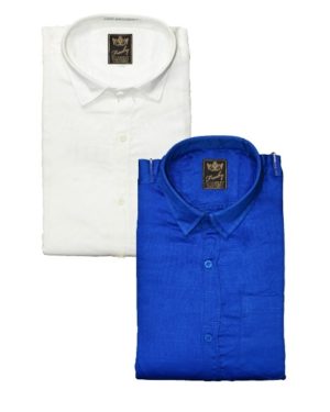Cotton Blend Solid Slim Fit Shirt Pack Of 2  - sozo