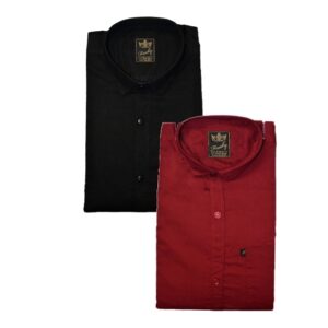 Cotton Blend Cotton Printed Slim Fit Shirt Pack Of 2  - sozo