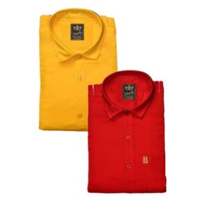 Cotton Blend Solid Slim Fit Shirt Pack Of 2  - sozo