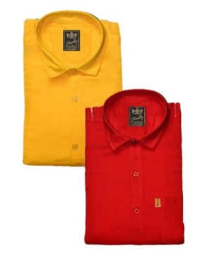 Cotton Blend Solid Slim Fit Shirt Pack Of 2  - sozo