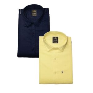 Cotton Blend Cotton Printed Slim Fit Shirt Pack Of 2  - sozo