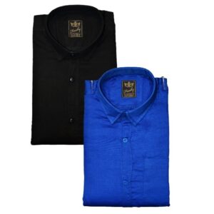 Cotton Blend Cotton Printed Slim Fit Shirt Pack Of 2  - sozo