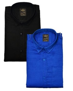 Cotton Blend Cotton Printed Slim Fit Shirt Pack Of 2  - sozo