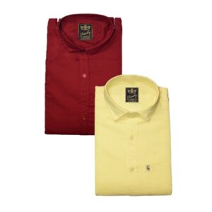 Cotton Blend Cotton Printed Slim Fit Shirt Pack Of 2  - sozo