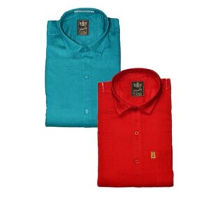 Cotton Blend Solid Slim Fit Shirt Pack Of 2  - sozo