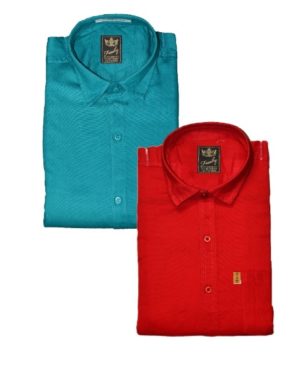 Cotton Blend Solid Slim Fit Shirt Pack Of 2  - sozo