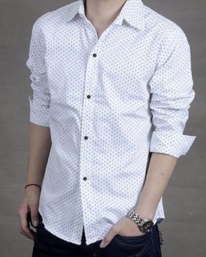 Cotton Blend Printed Slim Fit Shirt  - sozo