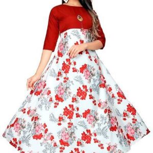 Women Stitched Printed American Crepe Floor Length Anarkali Gown - GRE