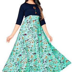 Women Stitched Printed American Crepe floor length Anarkali Gown - GRE