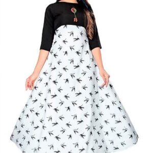 Women Stitched Printed American Crepe Floor Length Anarkali Gown - GRE