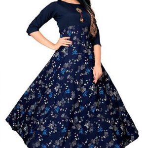 Women Stitched Printed American Crepe Floor Length Anarkali Gown - GRE