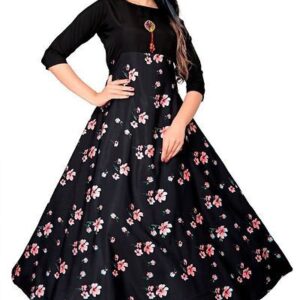 Women Stitched Printed American Crepe Floor Length Anarkali Gown - GRE