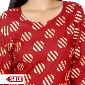 Red Printed Rayon A-Line Kurta For Women’s – GRE