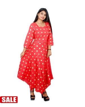 Pink Printed Rayon A-Line Kurta For Women's - GRE