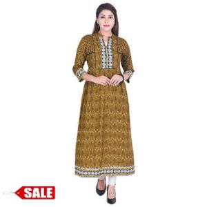 Multicoloured Printed Rayon Straight Kurti - GRE