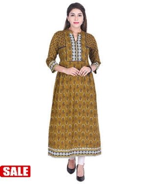 Multicoloured Printed Rayon Straight Kurti - GRE