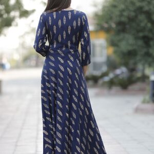 Blue Printed Rayon  Kurta – GRE