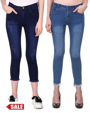 Multicoloured Denim Jeans For Women's - Combo Of 2 - GRE
