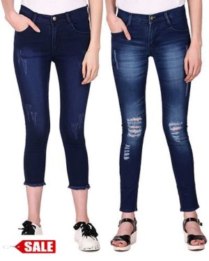 Multicoloured Denim Jeans For Women's - Combo Of 2 - GRE